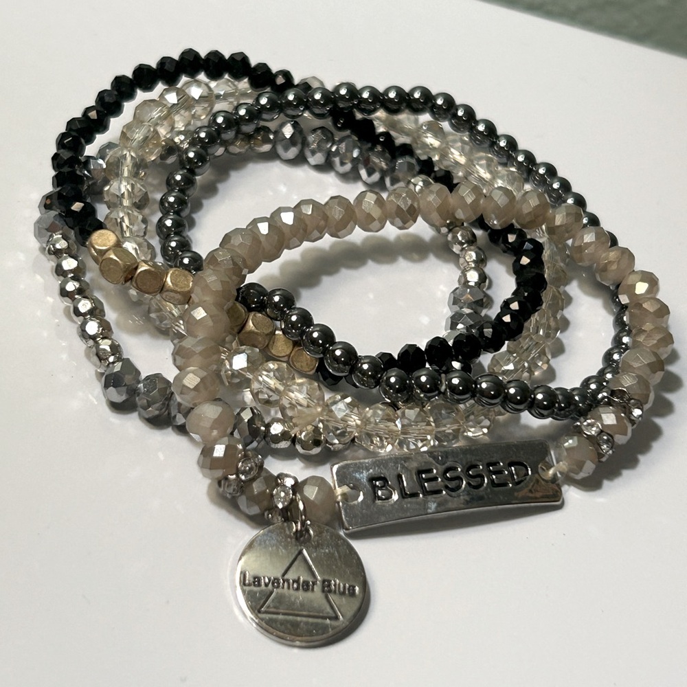 Lavender Blue Brand Blessed Beaded Bracelet Stack